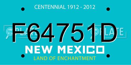F64751D New Mexico License Plate