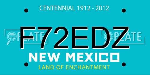 F72EDZ New Mexico License Plate