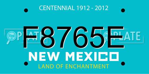 F8765E New Mexico License Plate