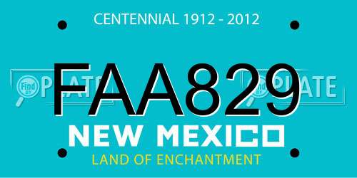 FAA829 New Mexico License Plate