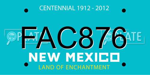 FAC876 New Mexico License Plate