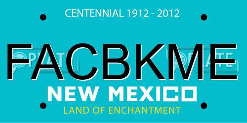 FACBKME New Mexico License Plate