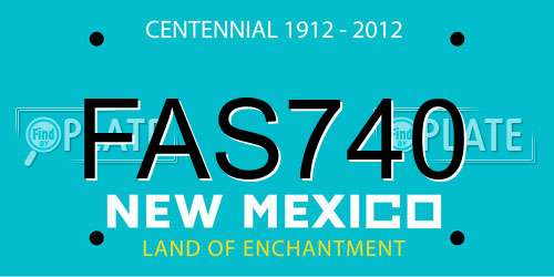 FAS740 New Mexico License Plate