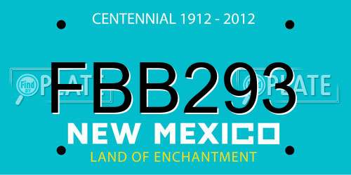 FBB293 New Mexico License Plate