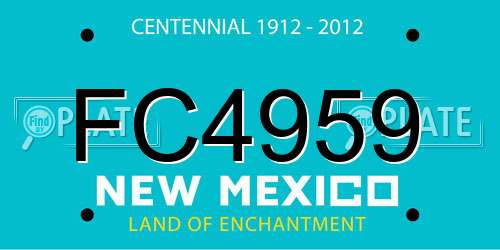 FC4959 New Mexico License Plate