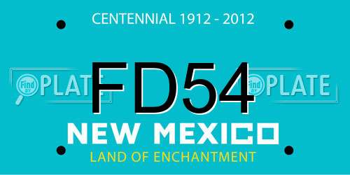 FD54 New Mexico License Plate