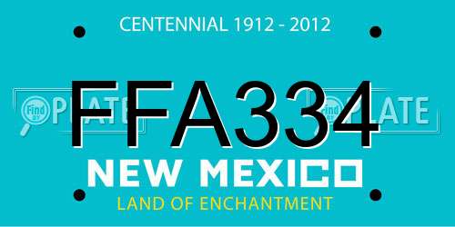 FFA334 New Mexico License Plate