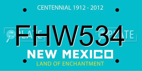 FHW534 New Mexico License Plate
