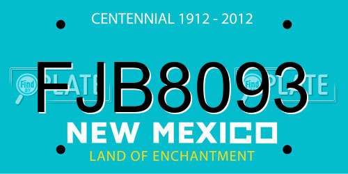 FJB8093 New Mexico License Plate