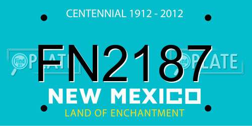 FN2187 New Mexico License Plate