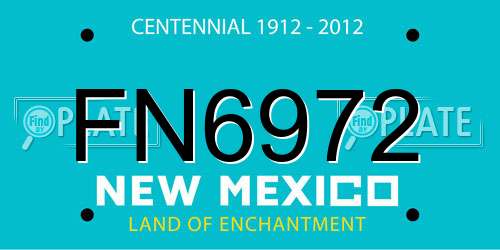 FN6972 New Mexico License Plate