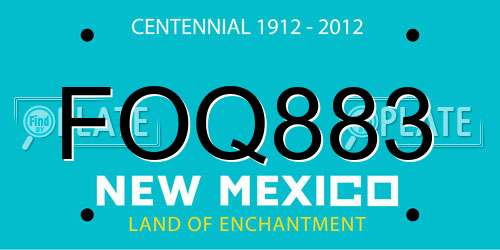 FOQ883 New Mexico License Plate