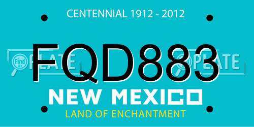 FQD883 New Mexico License Plate