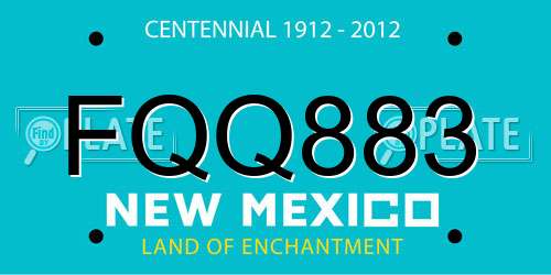 FQQ883 New Mexico License Plate
