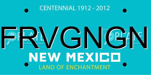 FRVGNGN New Mexico License Plate