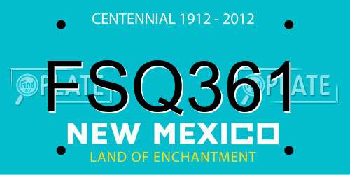 FSQ361 New Mexico License Plate