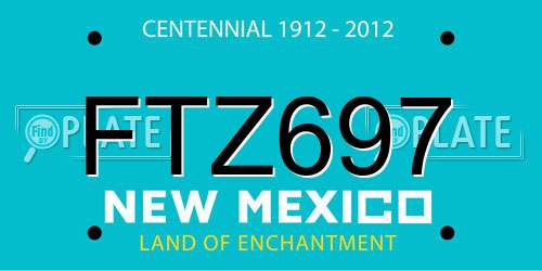 FTZ697 New Mexico License Plate