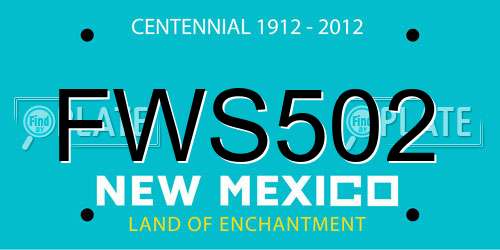 FWS502 New Mexico License Plate