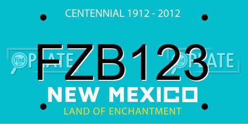 FZB123 New Mexico License Plate