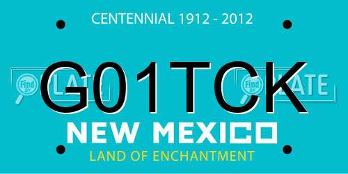G01TCK New Mexico License Plate