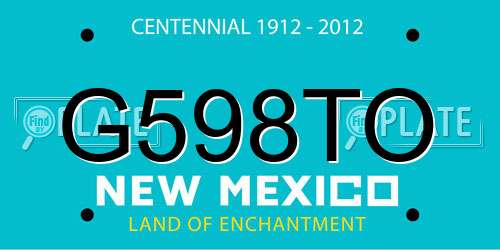 G598TO New Mexico License Plate