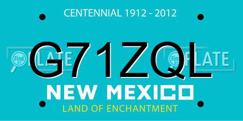 G71ZQL New Mexico License Plate