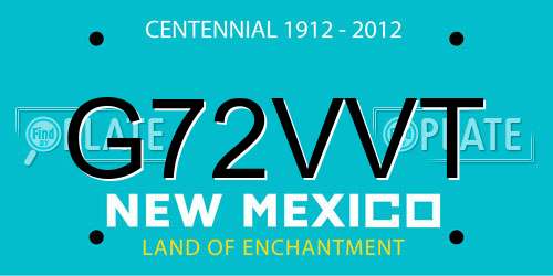 G72VVT New Mexico License Plate