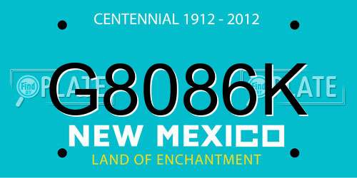 G8086K New Mexico License Plate