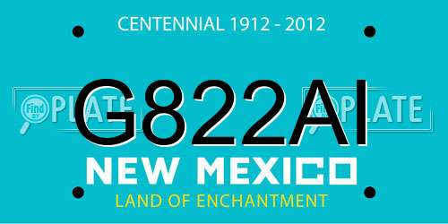 G822AI New Mexico License Plate