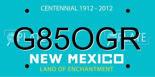 G85OGR New Mexico License Plate
