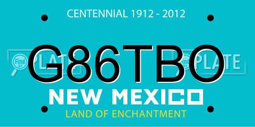 G86TBO New Mexico License Plate