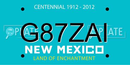 G87ZAI New Mexico License Plate