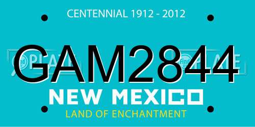 GAM2844 New Mexico License Plate