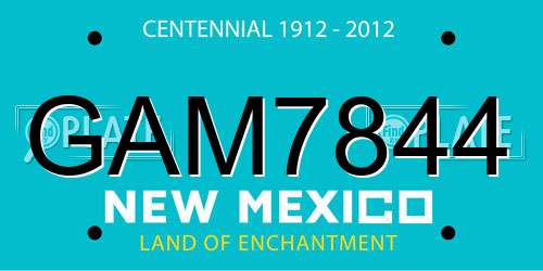 GAM7844 New Mexico License Plate