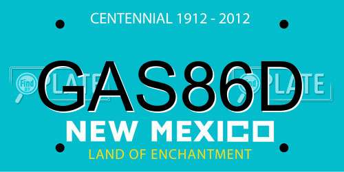 GAS86D New Mexico License Plate