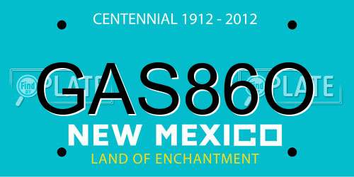 GAS86O New Mexico License Plate