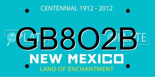 GB8O2B New Mexico License Plate
