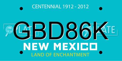 GBD86K New Mexico License Plate