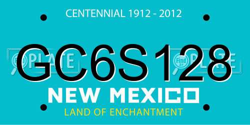 GC6S128 New Mexico License Plate