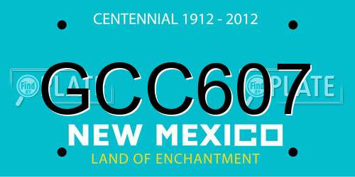 GCC607 New Mexico License Plate