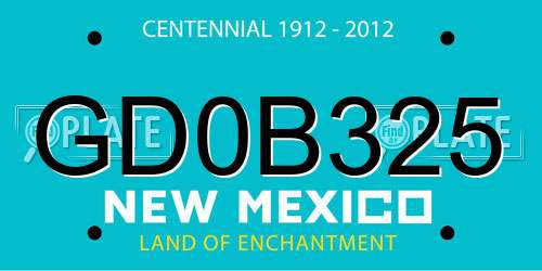 GD0B325 New Mexico License Plate