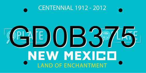 GD0B375 New Mexico License Plate
