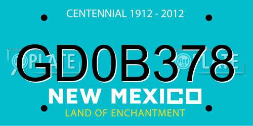 GD0B378 New Mexico License Plate