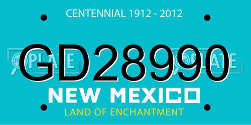 GD28990 New Mexico License Plate