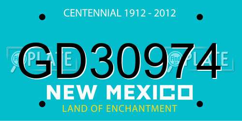 GD30974 New Mexico License Plate