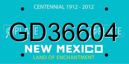 GD36604 New Mexico License Plate