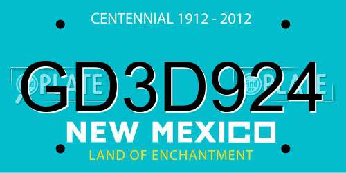 GD3D924 New Mexico License Plate