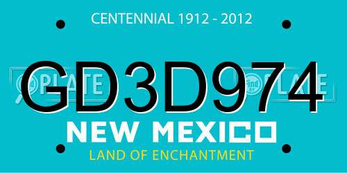 GD3D974 New Mexico License Plate