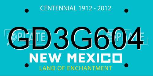 GD3G604 New Mexico License Plate