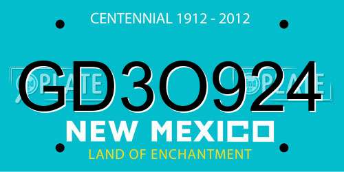 GD3O924 New Mexico License Plate